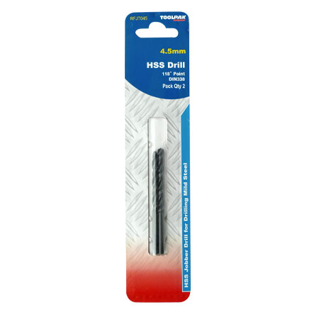 Jobber HSS Drill 4.5mm Roll Forged Toolpak Pack of 2